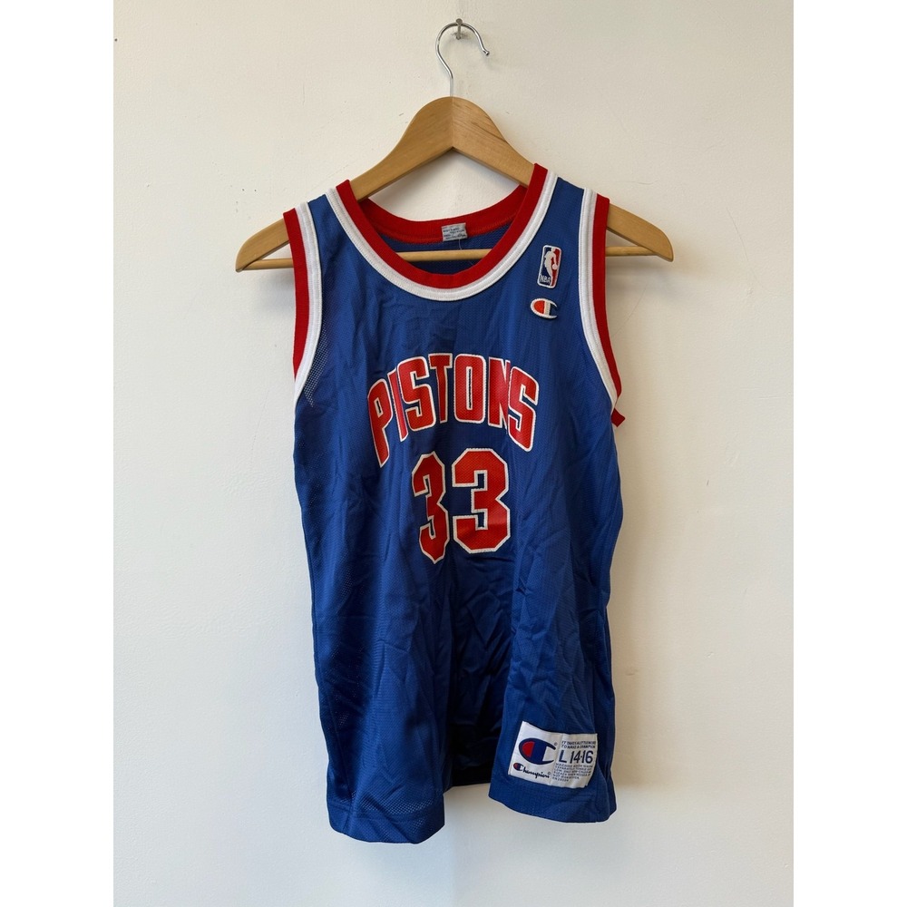 Vintage Detroit Pistons Jersey Kids Large Blue NBA Basketball Grant Hill 33 90s
